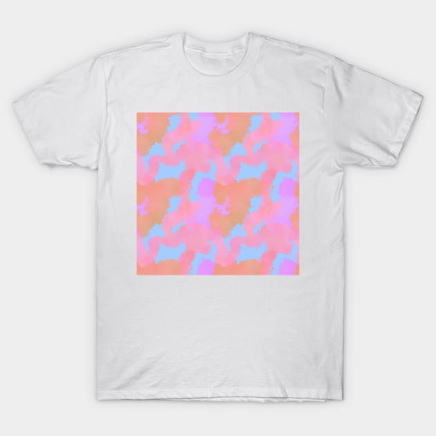 Watercolor pink orange on baby blue background T-Shirt by jen28